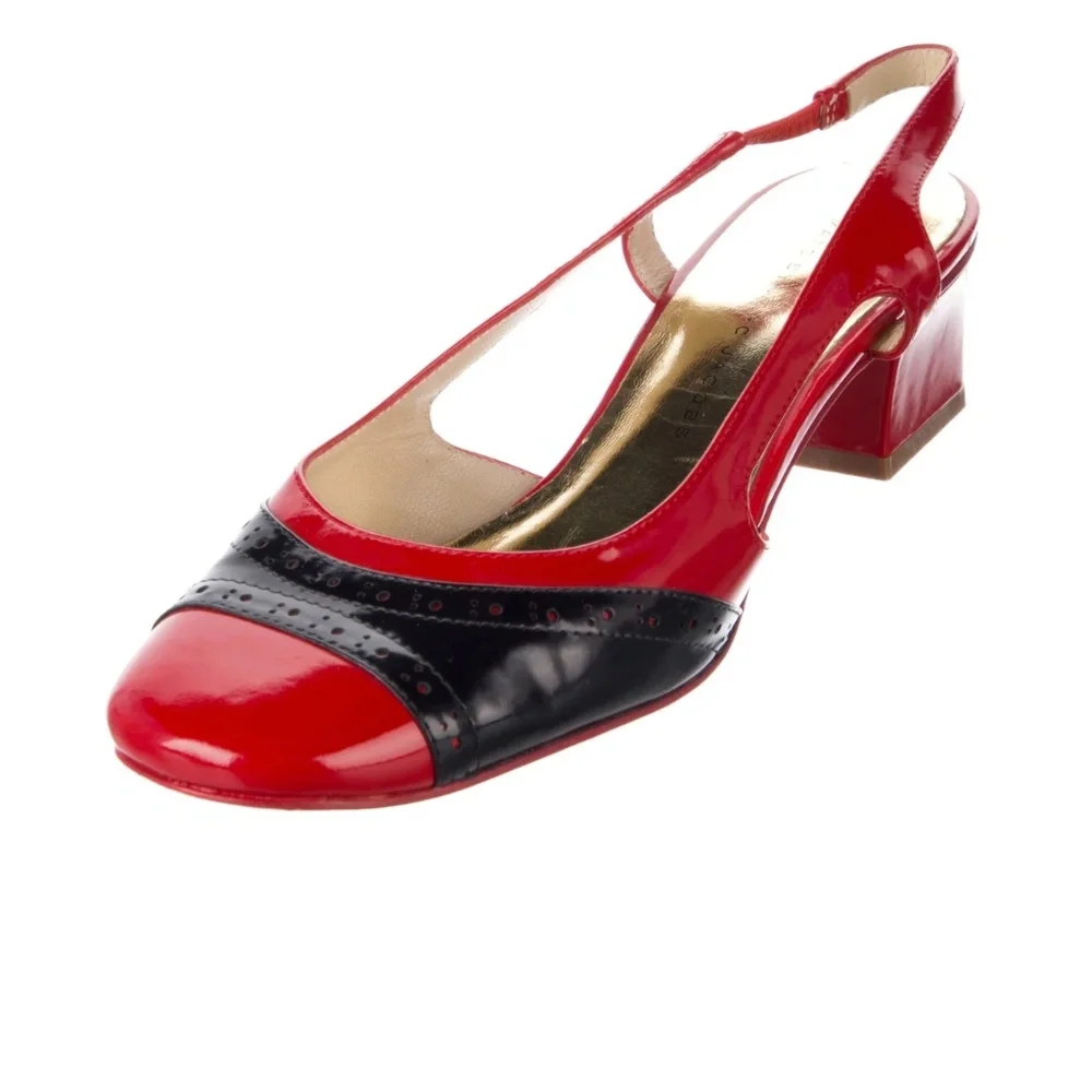 RETRO Marc Jacob’s Patent Leather Colorblock Pattern Slingback Pumps 37 US 6.5